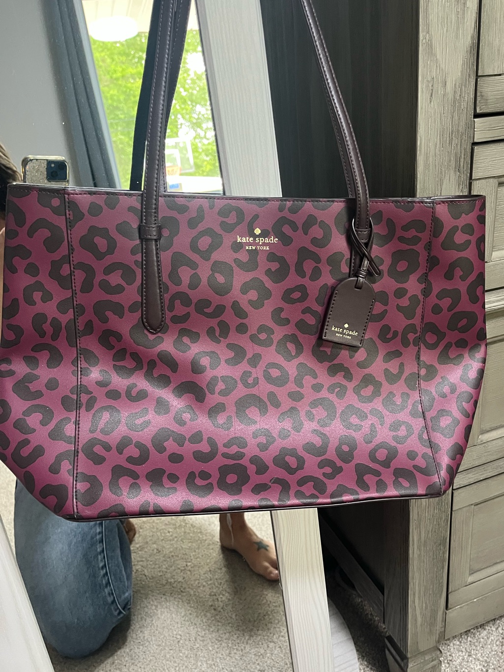 Kate Spade Plum Leopard-Print Tote